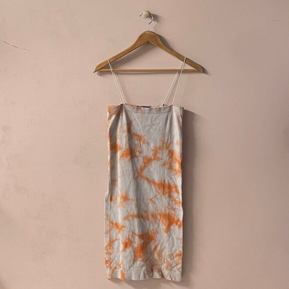 Charlotte Russe Gray & Orange Tie-Dye Ribbed Bodycon Mini Dress Size M GUC - Picture 3 of 7